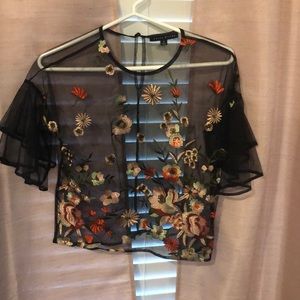 Mesh embroidered blouse